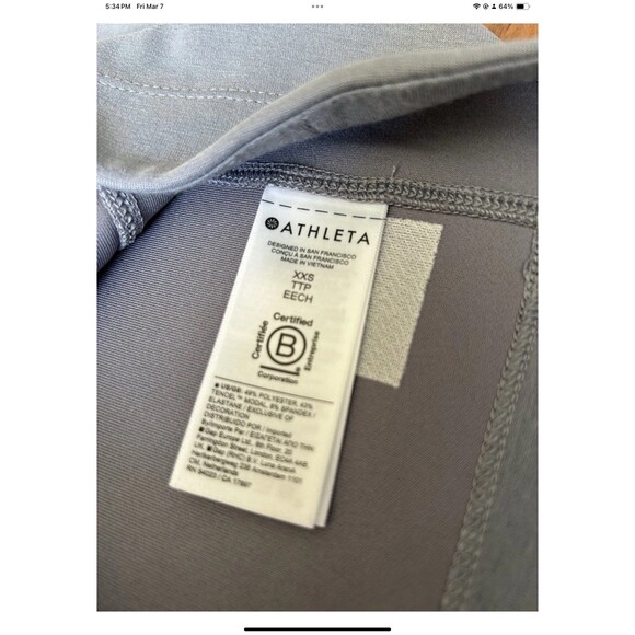 Athleta Woman’s XXS Sleeveless Square Shoulder Gray Blouse Soft Polyester Blend - Picture 3 of 7